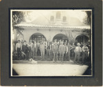 Chapman with his grove crew and packing house employees in front of Santa Ysabel Ranch office