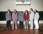 Officials in the Chapman College gym, Orange, California, 1975