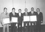 Athletic Hall of Fame inductees with keynote speaker, Chapman College, Orange, California, 1985