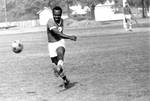 Chapman College soccer team member in action, 1969