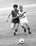 Chapman College soccer team member in action, 1968