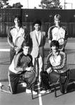 Coach Mike Edles with All-Americans on tennis court, Chapman College, Orange, California, 1983-84 season