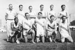 Track team with coach Ed Keswick, Chapman College, Orange, California, 1963