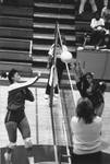 Volleyball game in the gym, Chapman College, Orange, California