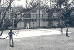 Pool area, Cheverton Residence Hall [originally East Hall], Chapman College, Orange, California