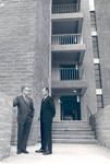 James J. Campbell and Dr. Arthur Flint outside Hashinger Hall