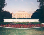 Chapman University signage and Memorial Hall, Chapman University, Orange, California