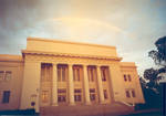 Rainbow over Memorial Hall, Chapman College, Orange, California