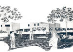 Architectural drawing of Moulton Hall, Chapman College, Orange, California