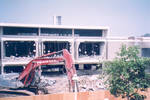Demolition of the Thurmond Clarke Memorial Library, Chapman College, Orange, California, 2003