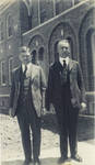 Dr. Vernon Stauffer [left] on the California Christian College campus, Los Angeles, California, 1921