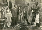 Production still of The Pasha's Daughter with William Garwood at furthest right in costume an black or bownface makeup