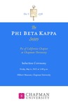 2022 Phi Beta Kappa Induction Ceremony Program by Phi Beta Kappa, Psi of California Chapter at Chapman University