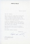 Henri Temianka Correspondence; (feld) by Fritz Feld