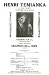 Henri Temianka (Concert Programs) by Town Hall