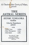 Henri Temianka (Concert Programs) by The Chamber Music Society of Calgary